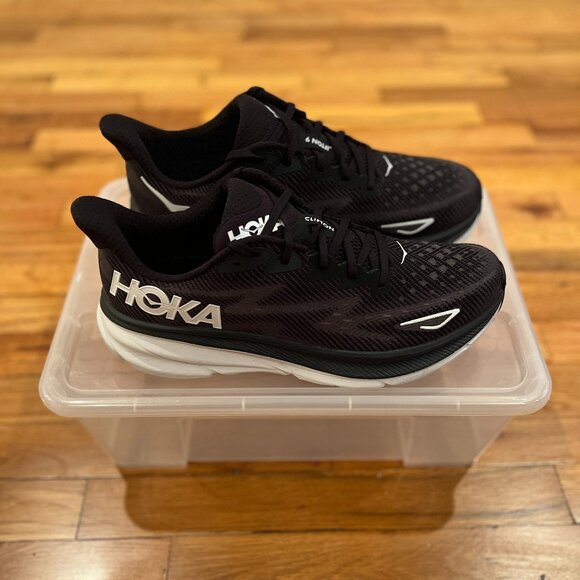 Hoka Clifton 9, Black with White, Size 11.5 D US - Picture 3 of 5
